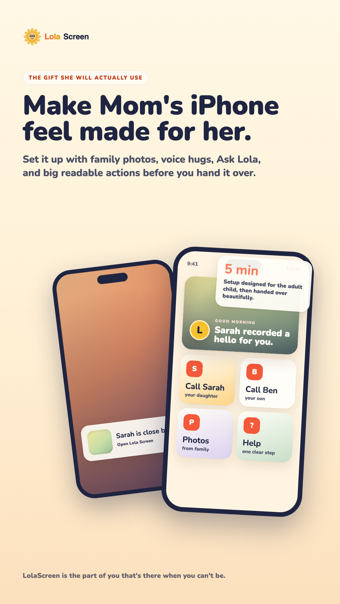 LolaScreen gift home marketing screenshot