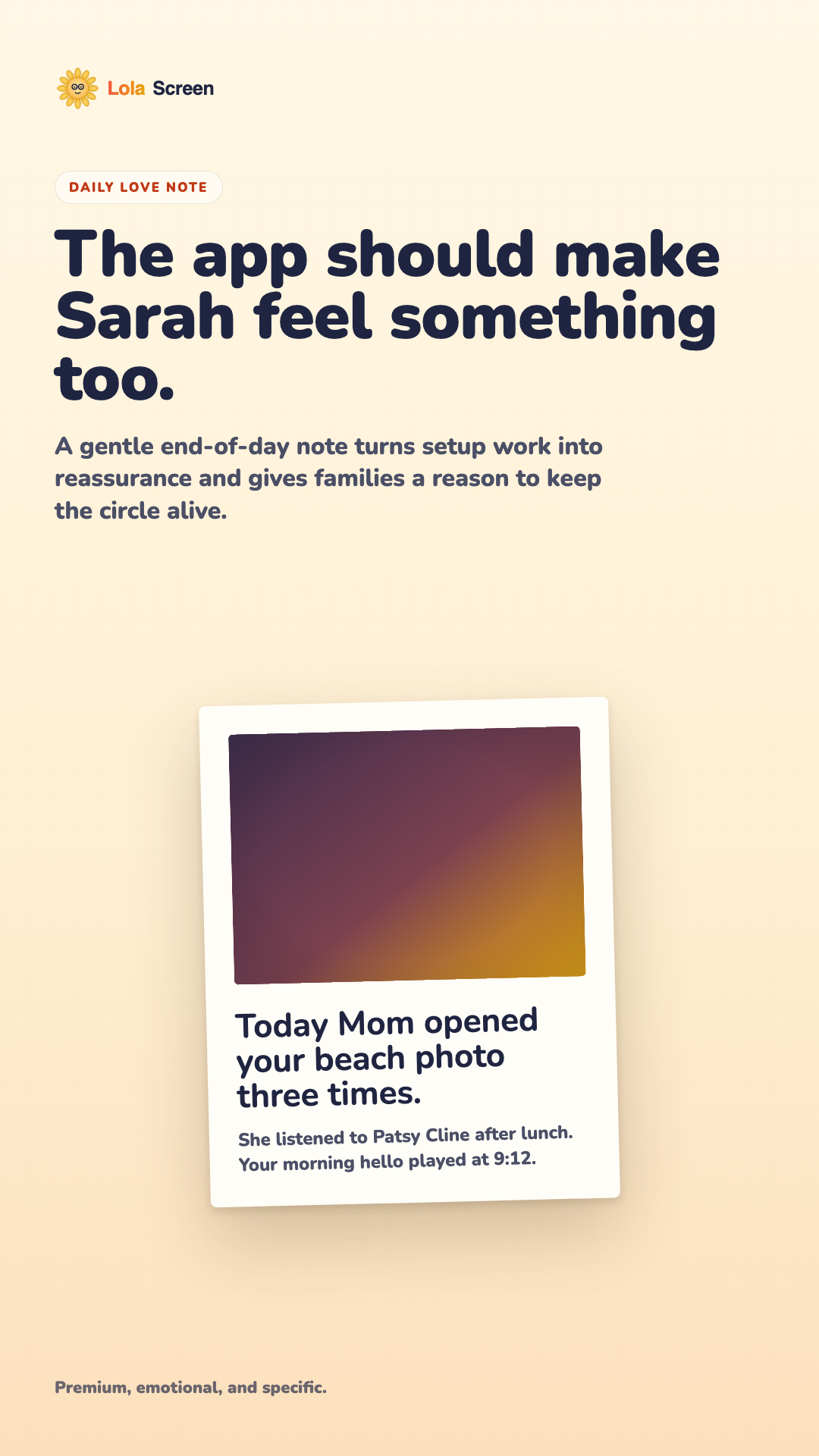 LolaScreen daily love note screenshot